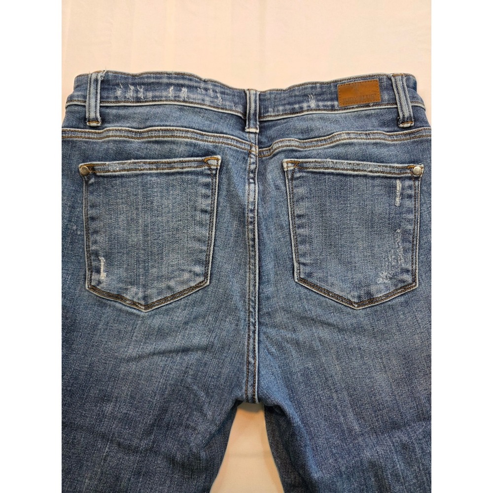 Judy Blue Skinny Jeans 11/30 Distressed Red Plaid Patch Medium Wash - Picture 4 of 14